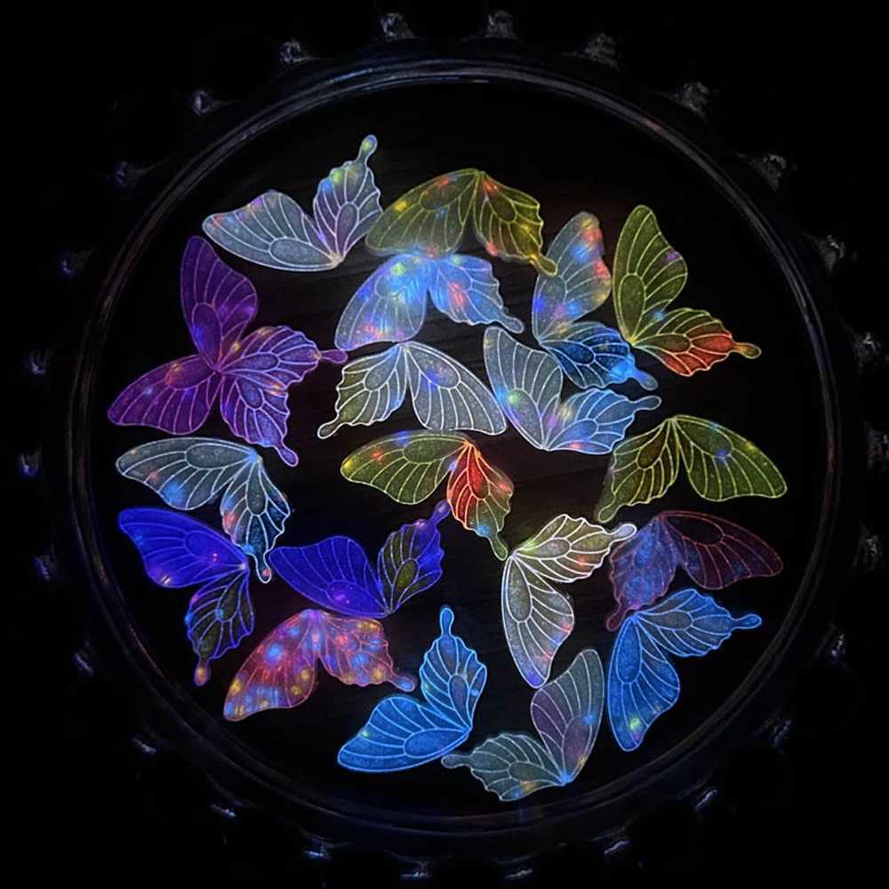 50 pieces/bag glowing butterfly nails artistic charm random mixed flash half butterfly wing nail decoration accessories W240829