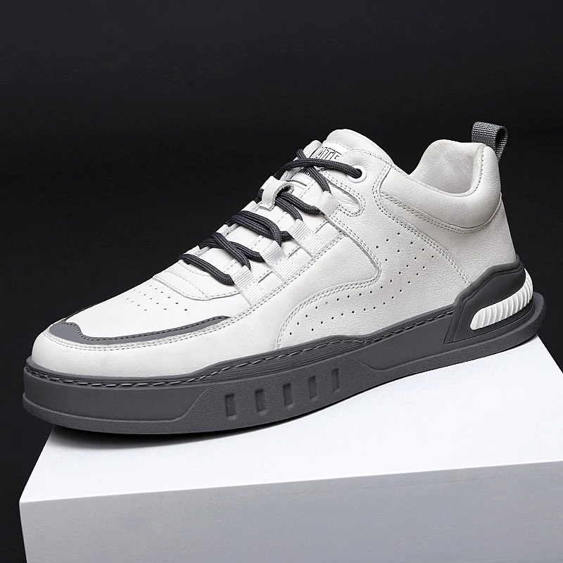 Leather Genuine Casual Fashionable Sneakers Color Blocking Design Minimalist Men's Oxford Shoes Breathability 0b61