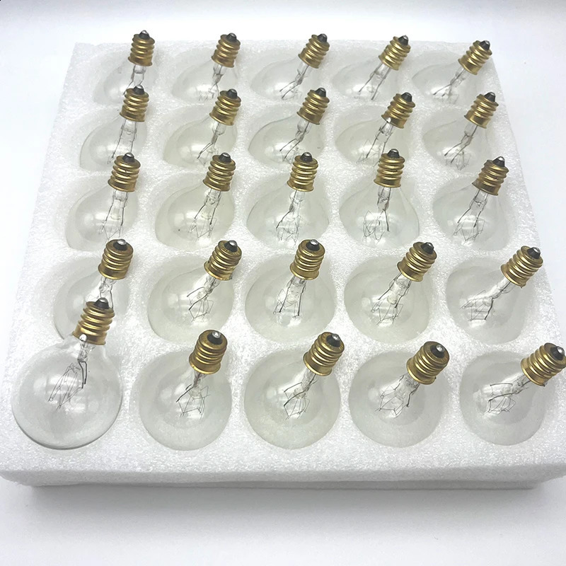 25Pcs string light bulb replacement 220V tungsten bulb E12 base socket bracket glass bulb for home garden decoration wedding 240829