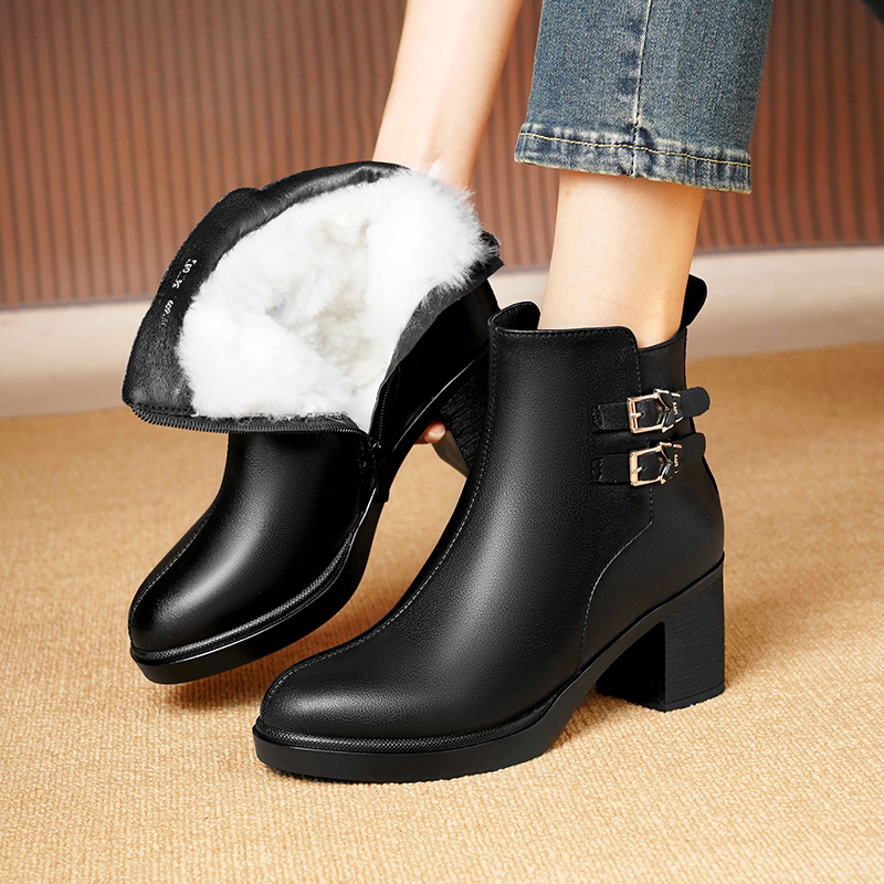 AIYUQI Women Winter Boots Genuine Leather 2024 New Fashion Dress Boots Women Large Size Wool Warm Women Ankle Boots