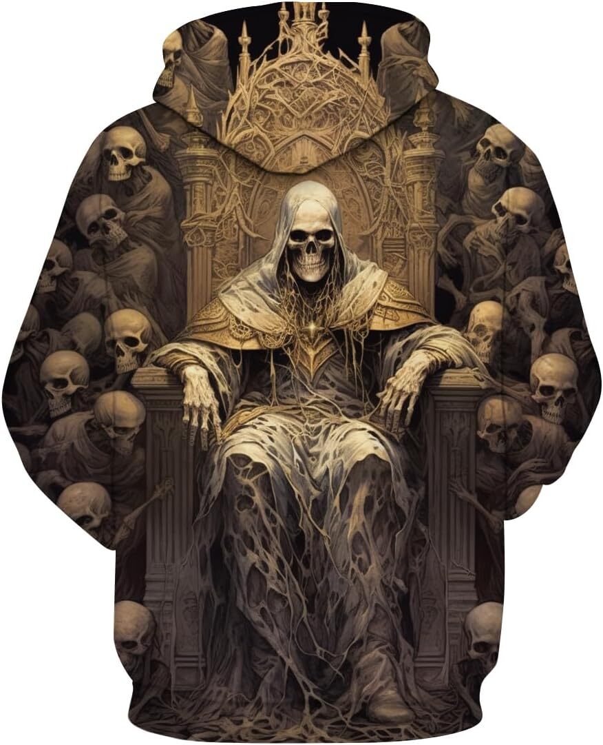 Halloween Hoodie for Mens Womens Novelty Skull Print Hoodie Sweatshirt Pullover with Pocket Graphic Hoodies sweatshirt Pullover