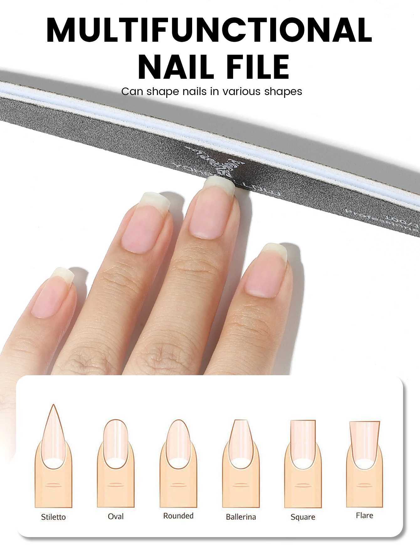 Half moon nail file 100/180EVA sandpaper nail file 10Pcs sanding polishing nail tool file W240829