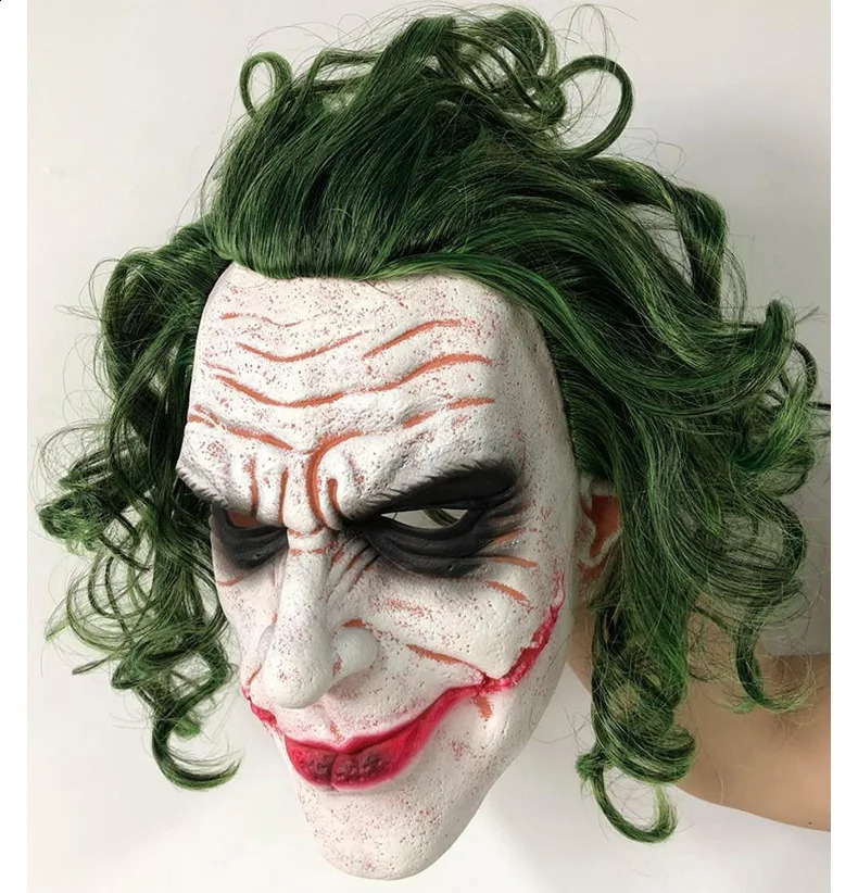 The Dark Knight Joker Cosplay Mask Halloween Party Unisex adult Latex Head Cover performance stage props 240829