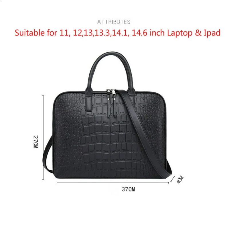 Business womens briefcase leather handbag womens casual handbag 14.1 15.6-inch laptop bag shoulder office bag womens briefcase 240930