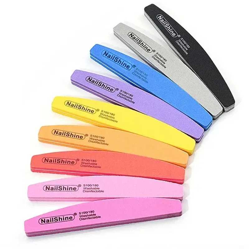 10Pc double-sided nail file block 100/180 grit sponge nail polishing buffer sanding machine nail polishing tool W240829