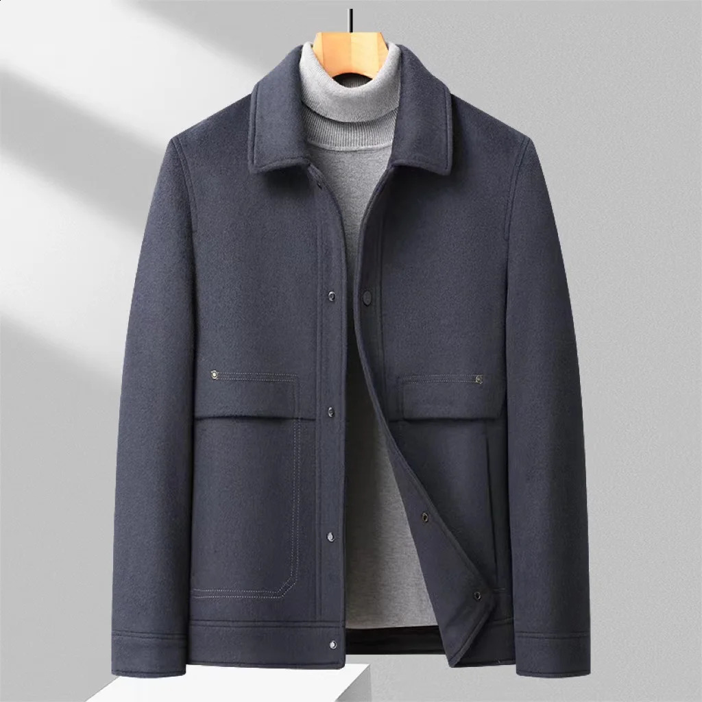 024 autumn and winter double-sided wool coat jacket with detachable lining mens casual top 240829