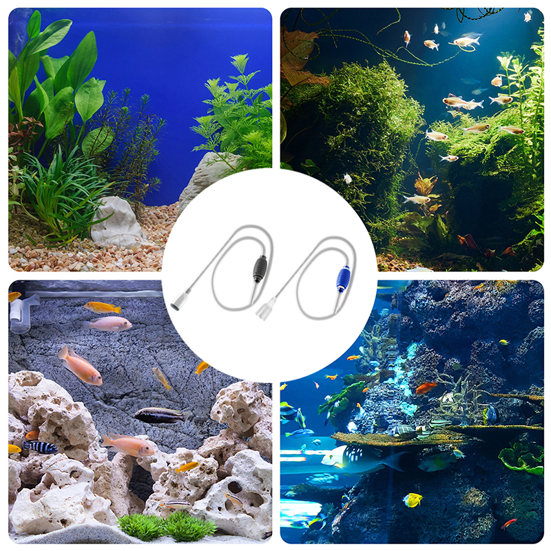 Siphon Pump With Filter Nozzle Fish Tank Water Changer Air Pump Cleaning Accessorie Handheld Aquarium Gravel Cleaner Vacuum 1.5m