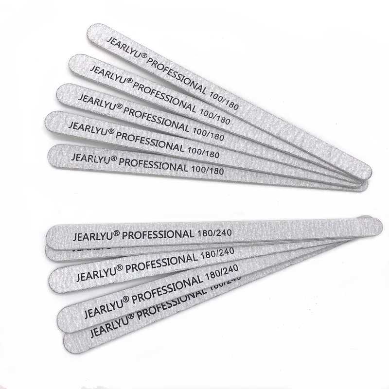 10 pieces/batch of wooden nail files 100/180/240 gray sandpaper buffer block professional foot treatment gel polishing file tool set W240829