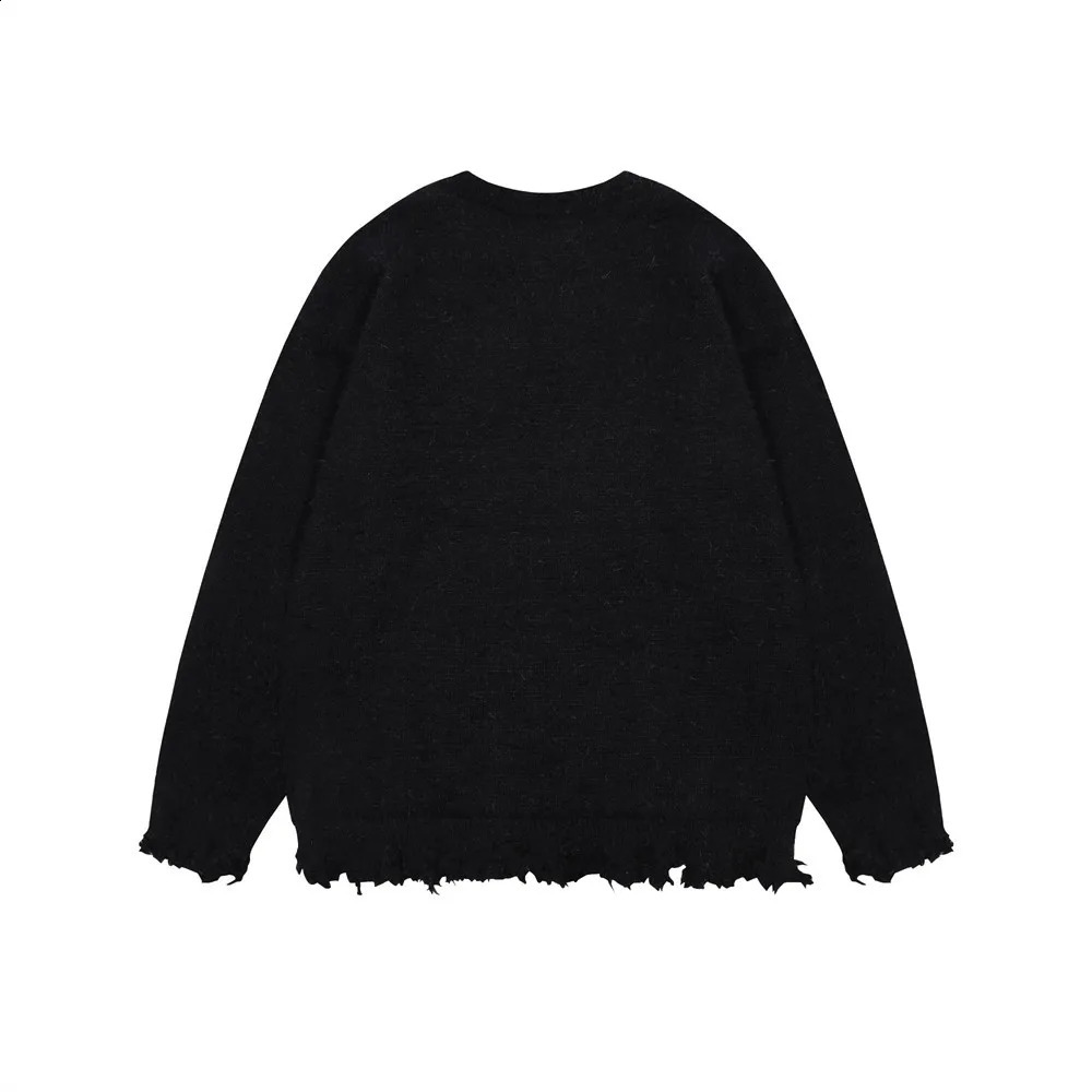 Autumn and winter O-neck sweater mens letter jacquard slotted knitted sweater womens oversized sweater hip-hop warm knitted sweater 240829