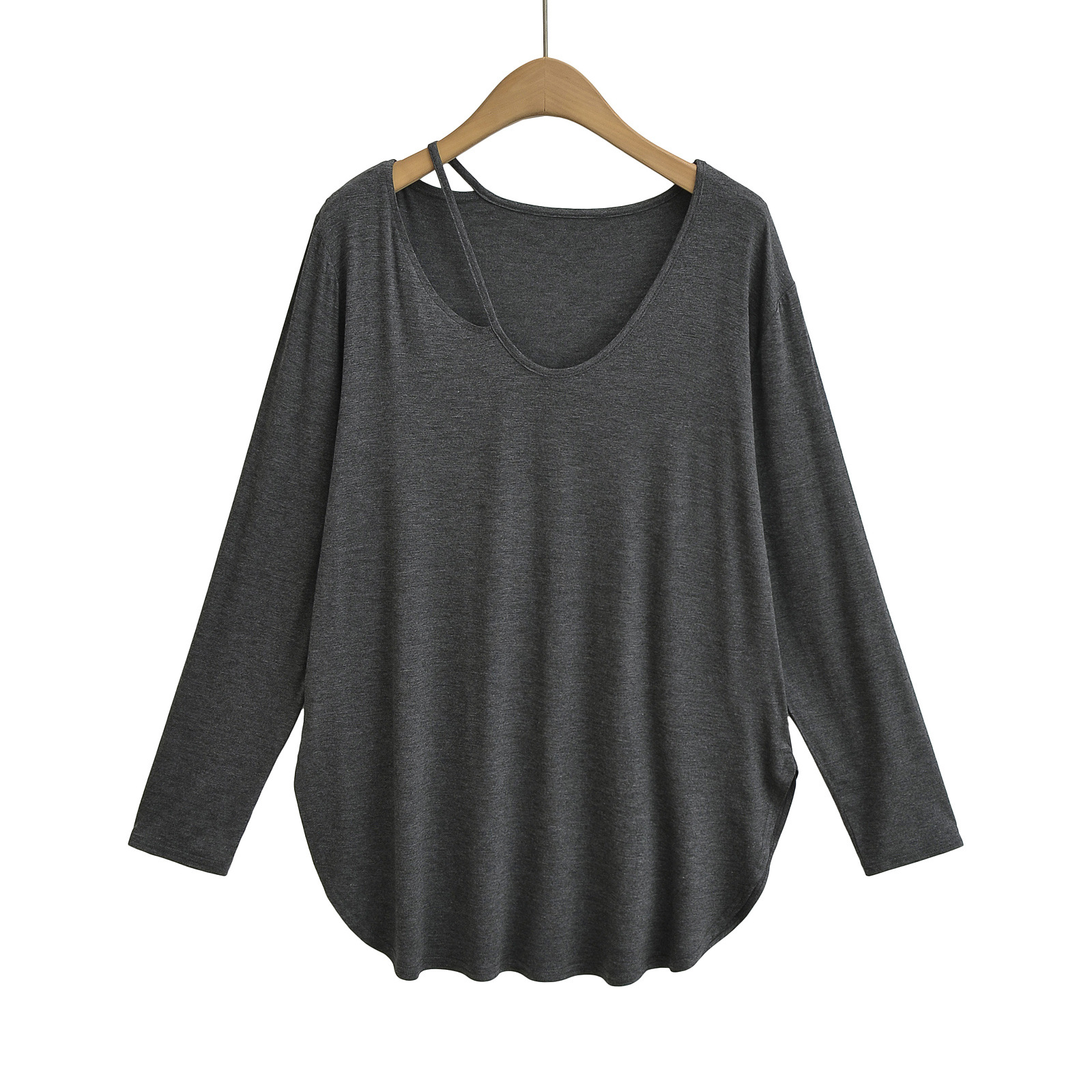 Wholesale New Product Women's V-neck Plus Size Tops Loose Long Sleeve T-Shirt Casual Dress Tee