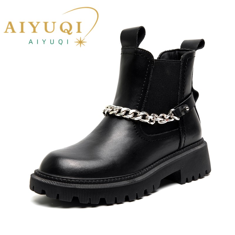 Winter AIYUQI Genuine Leather Large Size 41 42 Fur Ankle Boots Fashion British Style Women boots 7d33