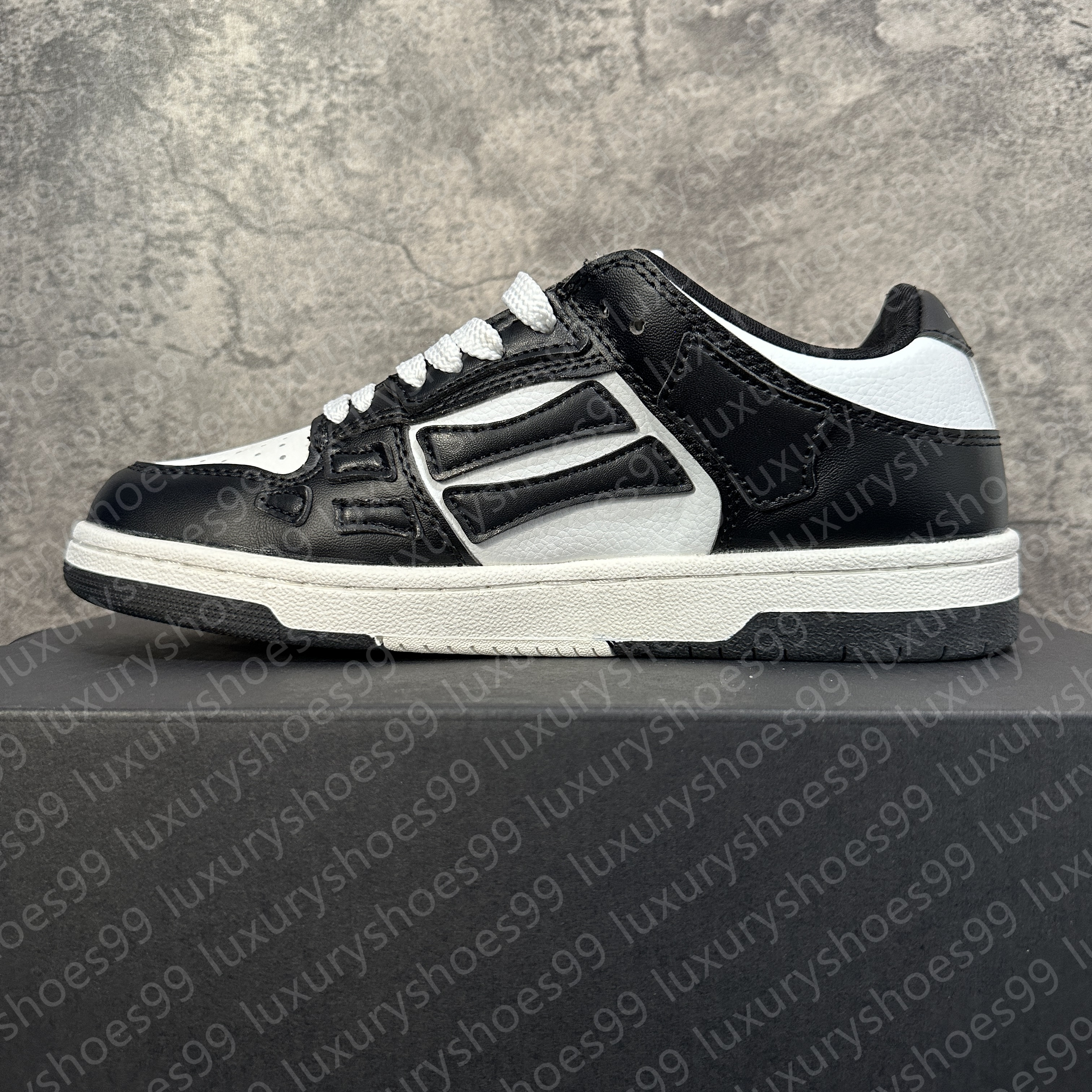 Shoe Designer shoes Skel-top Casual Shoes Skelet Bones Runner Top Low Sneaker Skeleton Women Men Retro Sneakers Black White Genuine Leather shoe