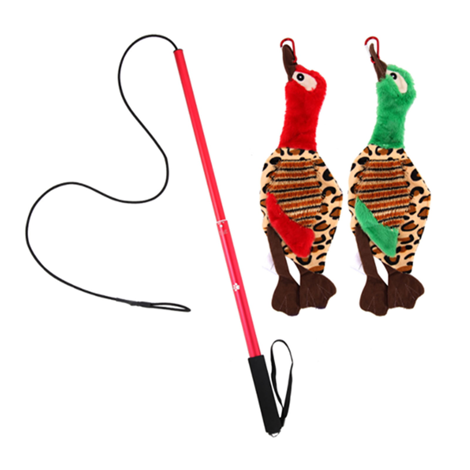 Flirt Pole For Dogs Tug-e-nuff Rope Toy With Flexible Nylon Rope & Non-slipping Handle & 2 Plush Toys Outdoor Interactive Toy