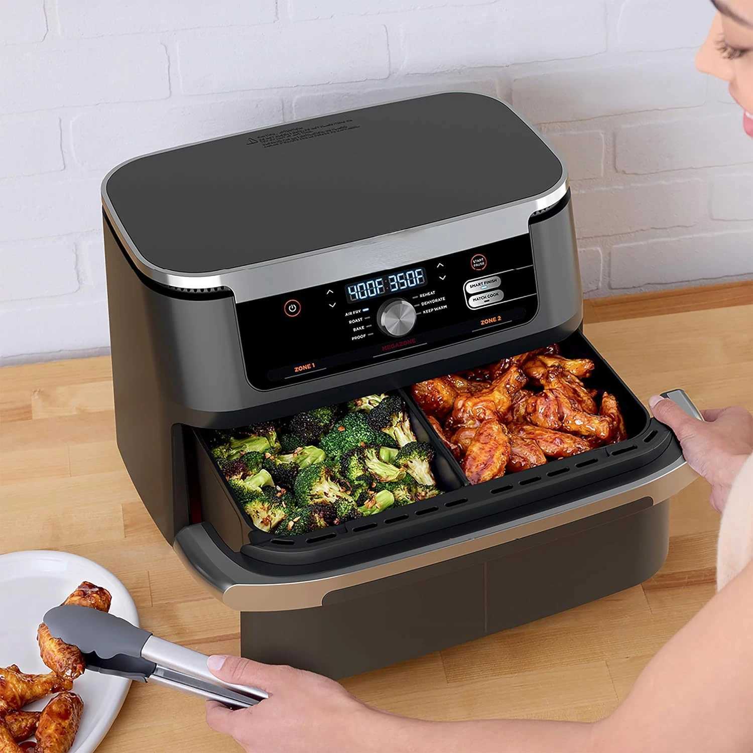 Foodi 11 Quart 7-in-1 MegaZone XL FlexBasket air fryer a basket dispenser for whole meal air frying baking grey (updated) safety CL240829