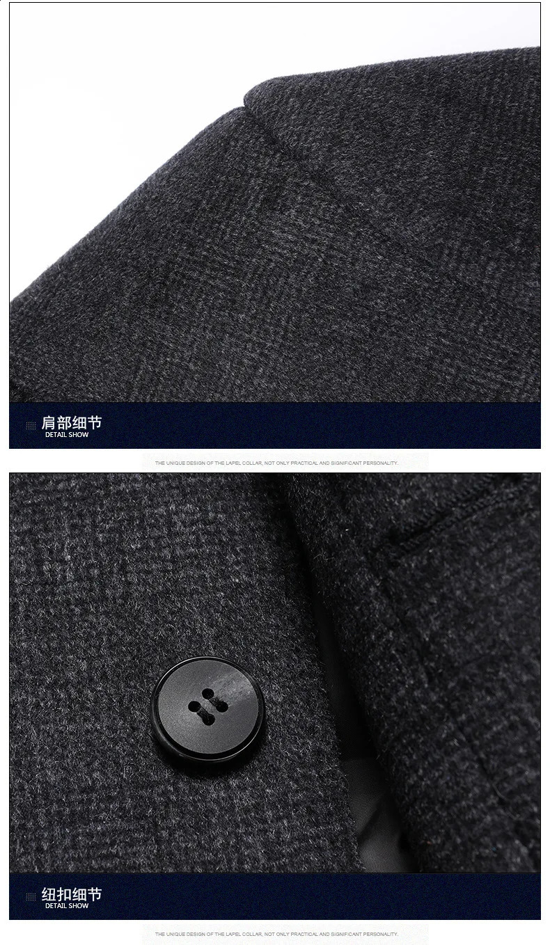 High quality lined detachable wool windbreaker for men in winter ultra-thin suitable for wool jackets mens thick wool warm jacket 240829