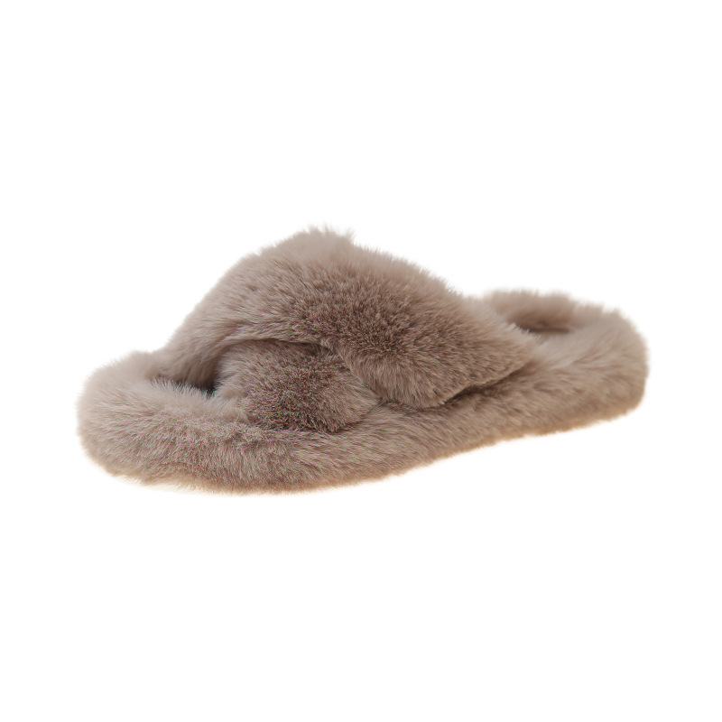 Women's autumn and winter cross thick soled cotton slippers with 2CM heel height