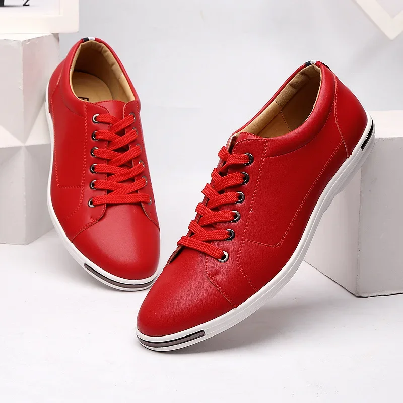 Men's Leather Shoes Plus Size 48 Men Leather Shoes Simple Designer Men's Shoes Breathable Classic Lace-up Sneakers