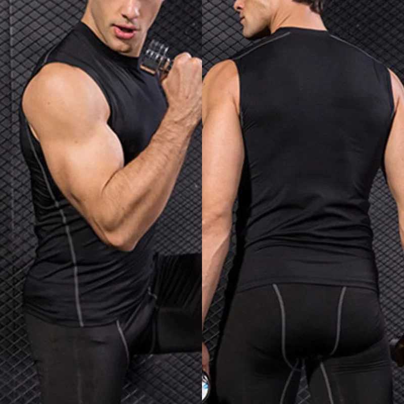Solid gym clothing mens tank top breathable compression sleeveless basket quick drying sports shirt mens fitness tank topW240718