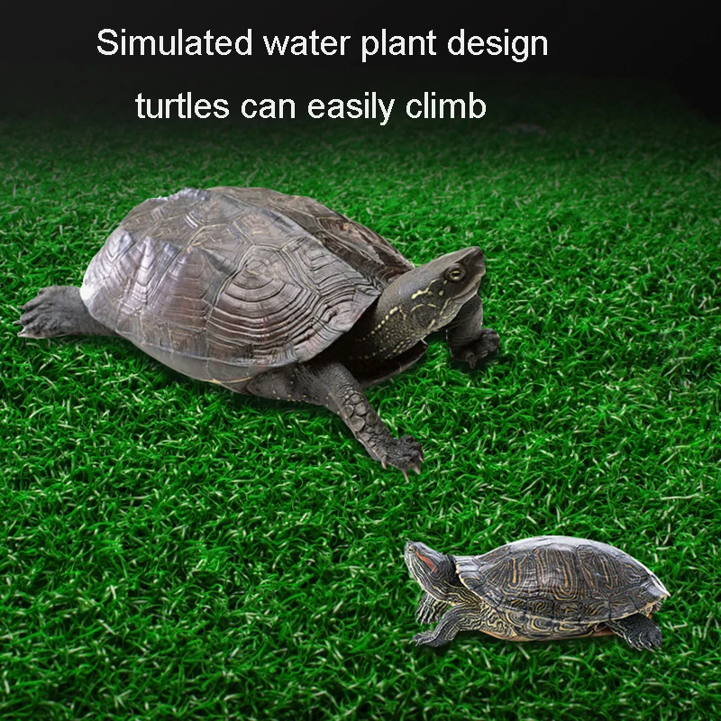 Turtle Basking Platform Suction Cup Habitat Simulation Lawn Ramp Turtle Dock Floating Island For Reptile Terrarium Accessory