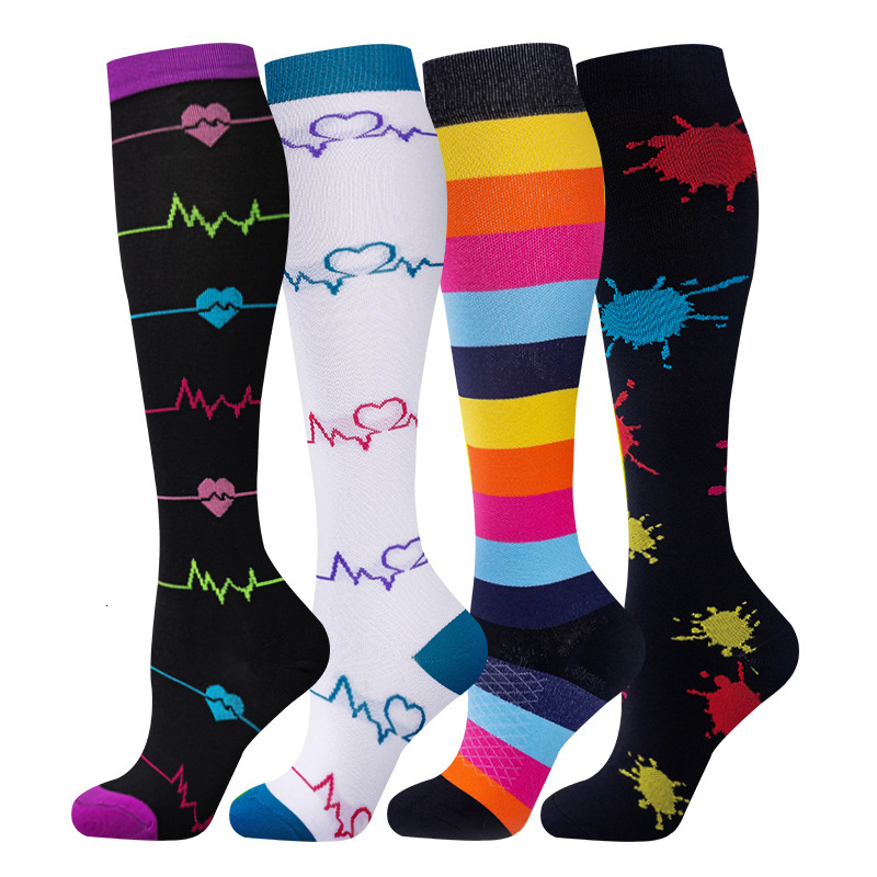 Nylon pressure long tube fitness, outdoor running cycling socks, quick drying, breathable, men's and women's compression calf socks