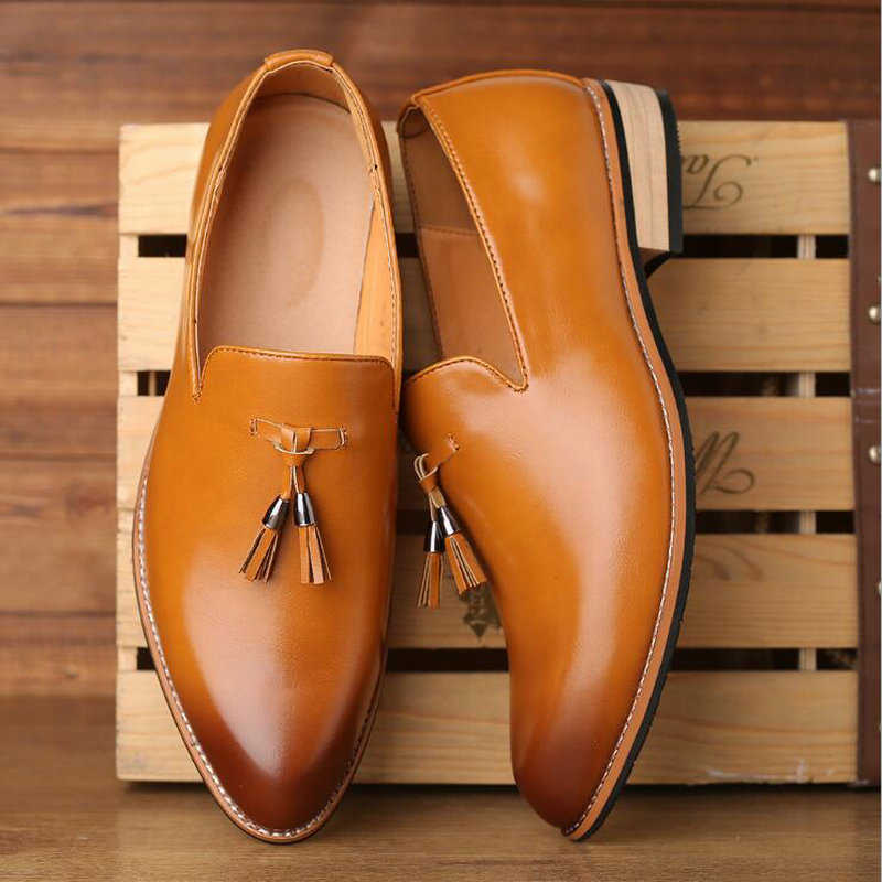 on Leather Slip Dress for Men | Pointed Toe Formal Office Wedding Party Shoes 4
