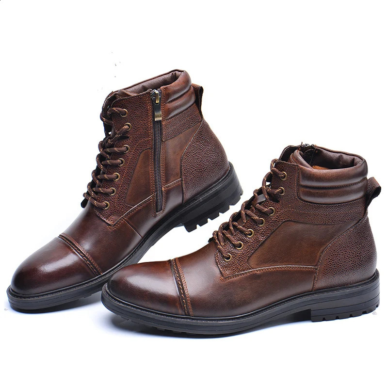 VRYHEID High Quality Men Boots Genuine Leather Autumn Winter High Top Shoes Business Casual British Ankle Boots Big Size 7.5-13 240819