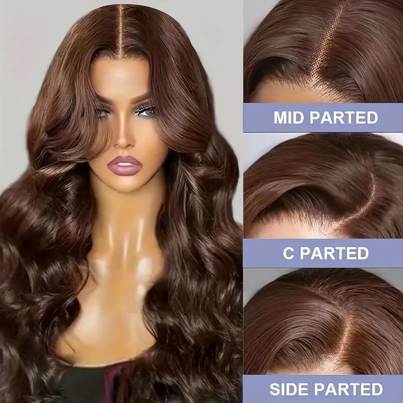 Chocolate Brown Front Wig 4x4 Body Wave Lace Frontal 100% Brazilian Human Hair Wigs For Women