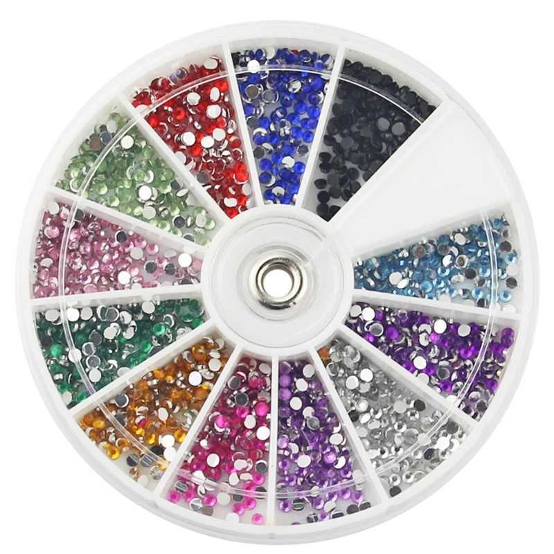 Mix 12 colors 1.5mm 2MM 3MM sparkling stone 3D nail rhinestone beads handmade DIY nail art decoration wheel accessories W240829