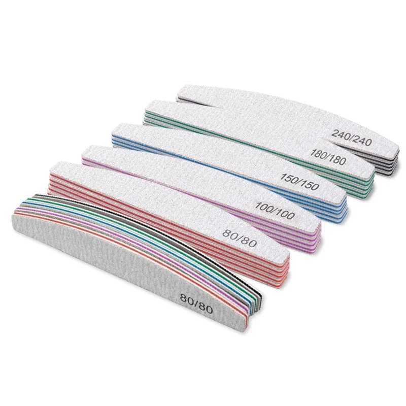 3/5/10pcs professional nail file sandpaper sturdy and thick nail file buffer used for manual polishing of half moon lime nail tools 100/180 W240829