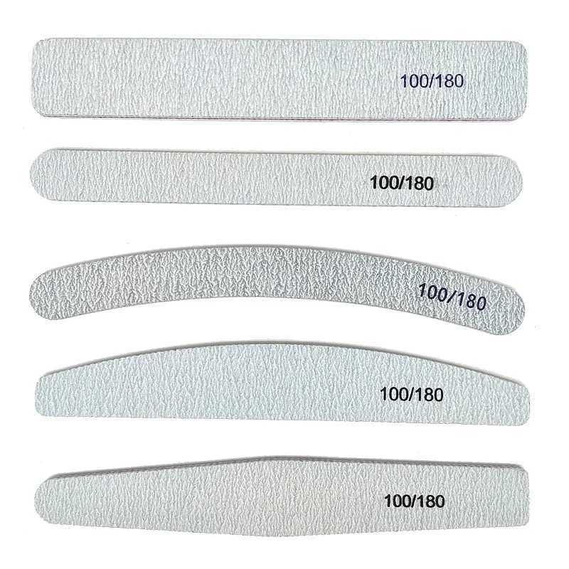 Five professional nail files 100/180 gel varnish set rubber polishing surface sander W240829