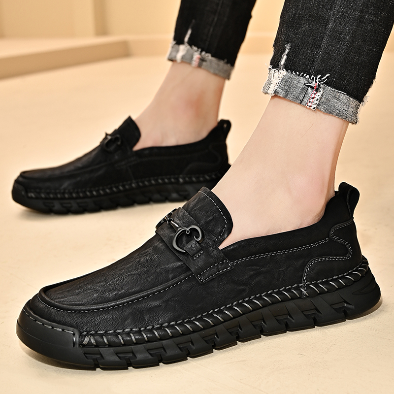 Quality Genuine Leather Men Shoes Design Breathable Leather Men Loafers Slip On Summer Shoes Men Flats Comfty Driving Shoe