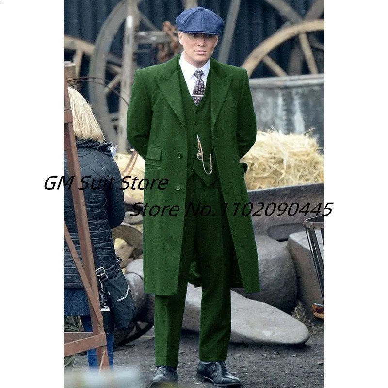 Mens 3-piece set with a collar ultra-thin fit single breasted autumn and winter wool jacket warm solid color British style 240829