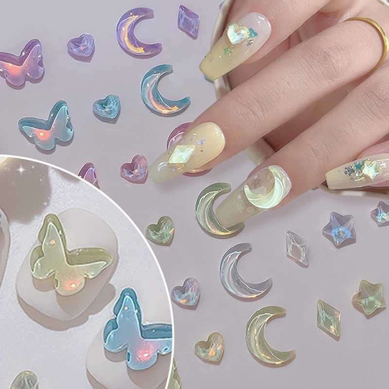 1 bag Aurora Star Shape Nail Charm Diamond Mixed Size Resin Love Jewelry DIY Nail Art Accessories 3D Crystal Handmade Decoration W240829