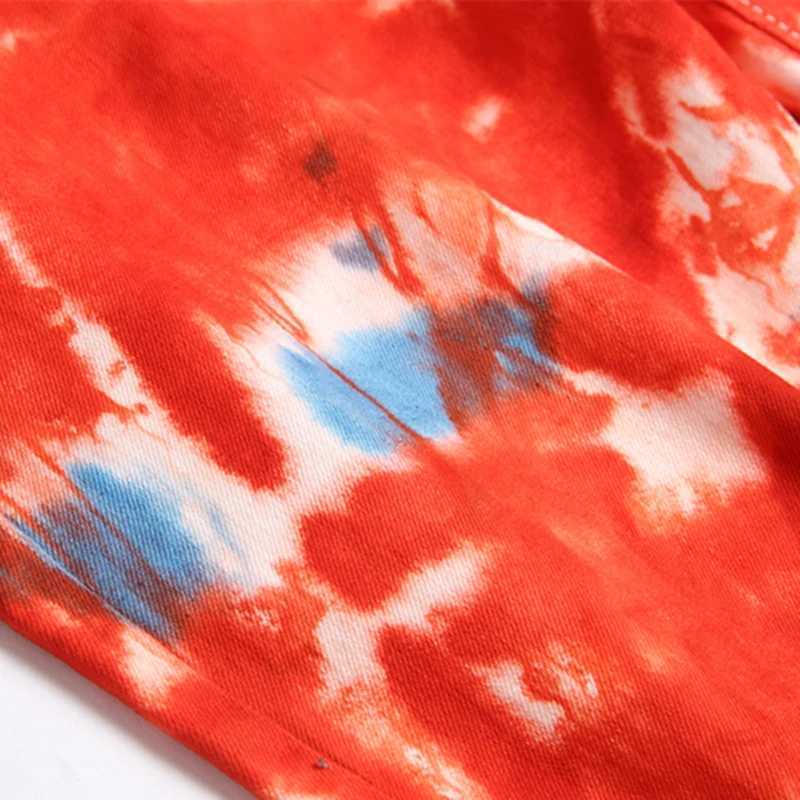Men's Jeans Original European Style Personality Fashion Tie-Dye Printed Jeans Mid-Waist Stretch Slim-Fit Floral Pants Strt Trend Style Y240830QU0
