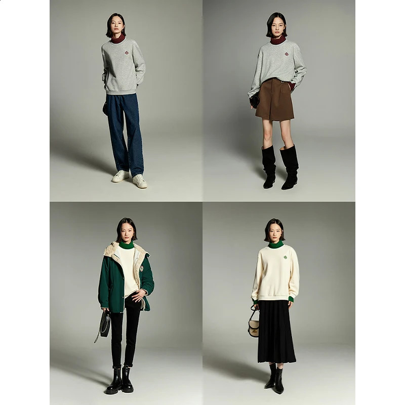 Toyouth Womens Plush Thick Sweater Winter Long Sleeve Comparison Stitching Wool High Neck Loose Hoodie Casual Top 240827