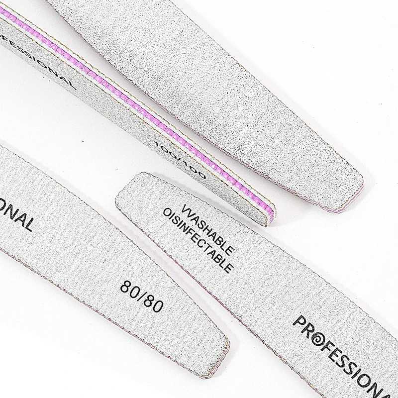 5/10 pieces of professional nail buffer black grey double faced acrylic nail file sandpaper 80 100 180 for UV gel polishing tool W240829