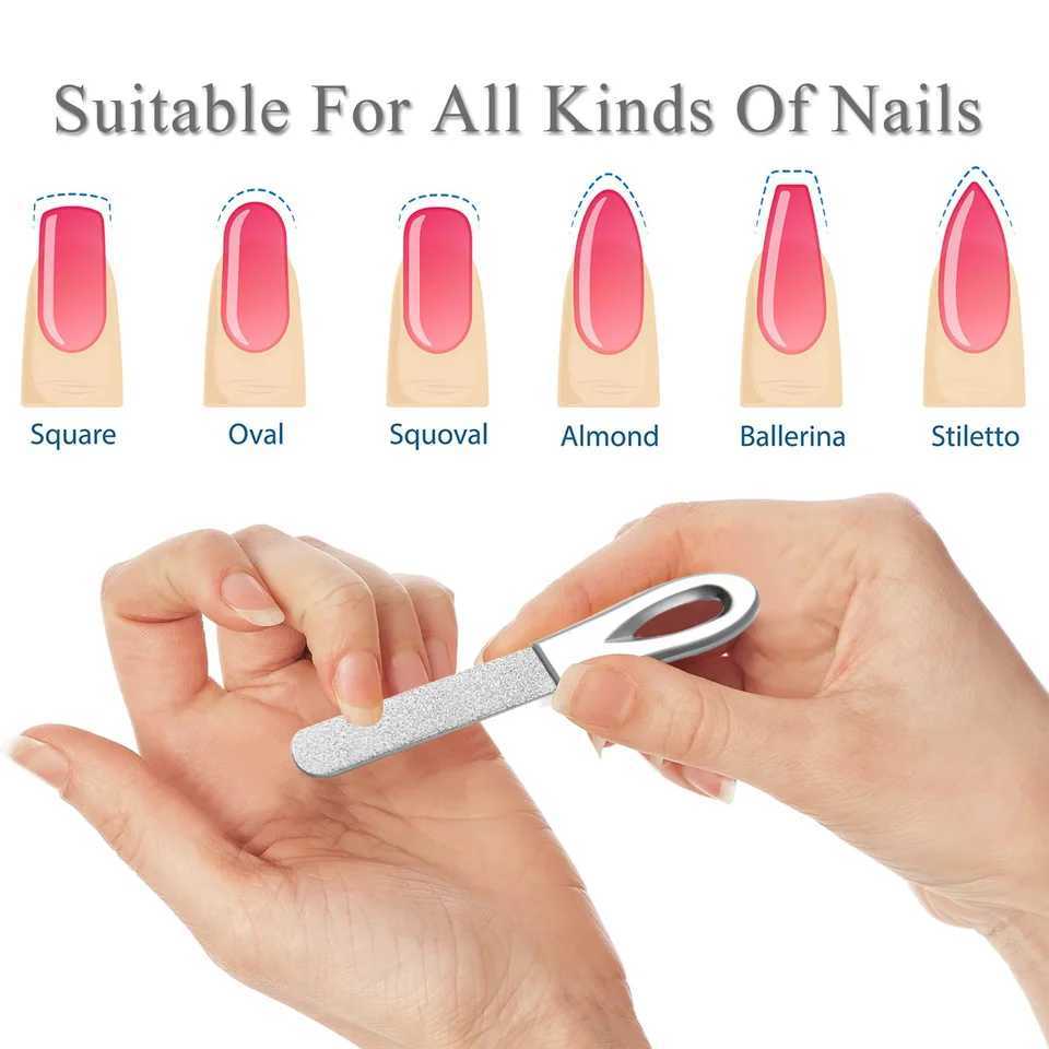 1 professional stainless steel nail file double-sided folding grinding rod manual foot massage nail art tool nail file W240829