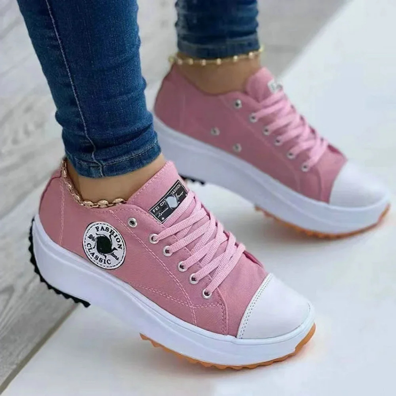 Shoes For Women Classic White Canvas Sneakers Fashion Platform Women Casual Shoes High Quality Lace-Up Feamle Tennis Shoes 35-43 643