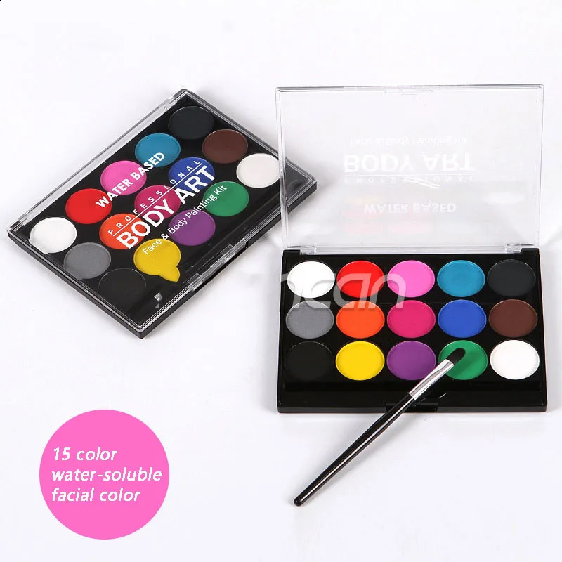 15 colors for and body painting non-toxic and safe watercolor oil with brushes Christmas and Halloween makeup party tools 240829