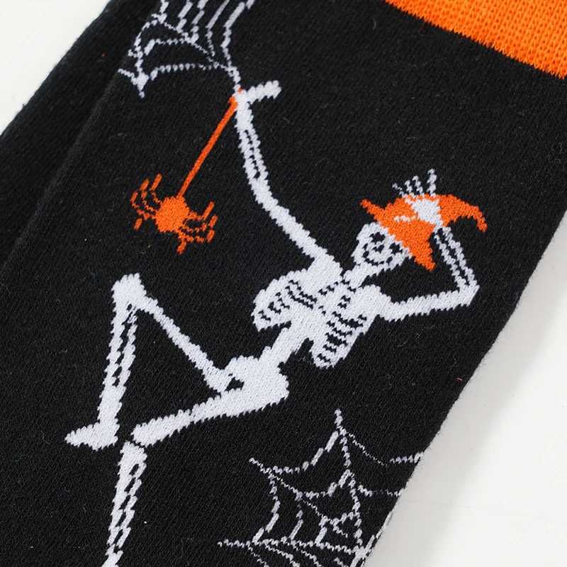 Men's Socks 5 Pairs/Lot Hallown Cotton Socks for Men and Women Skull Vampire Pumpkin Bat Head Funny Autumn and Winter Warm Fashion Socks Y240830S