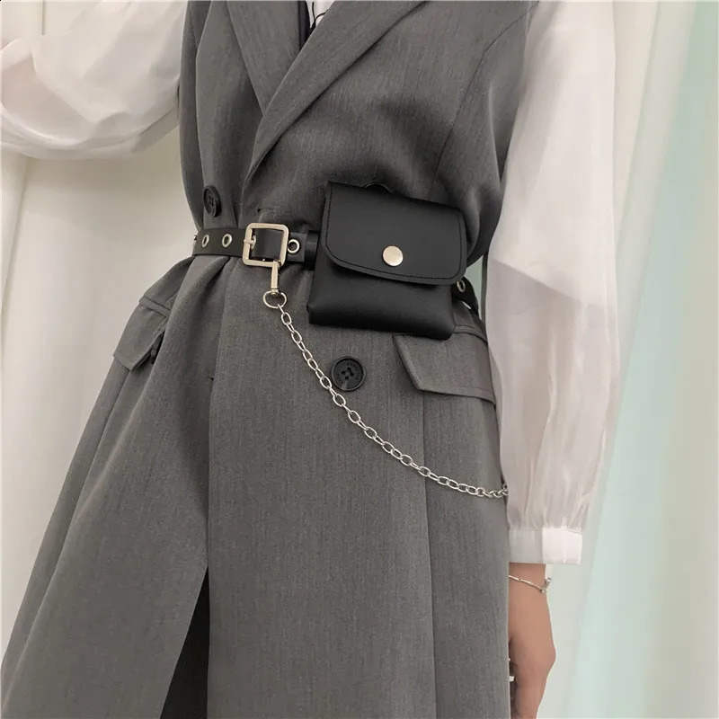 Women Fashion Waist Pack PU Fanny Simple Womens Gift Belt Bag Phone Chain Bags For Lady Casual Female Purse Black 240830Z