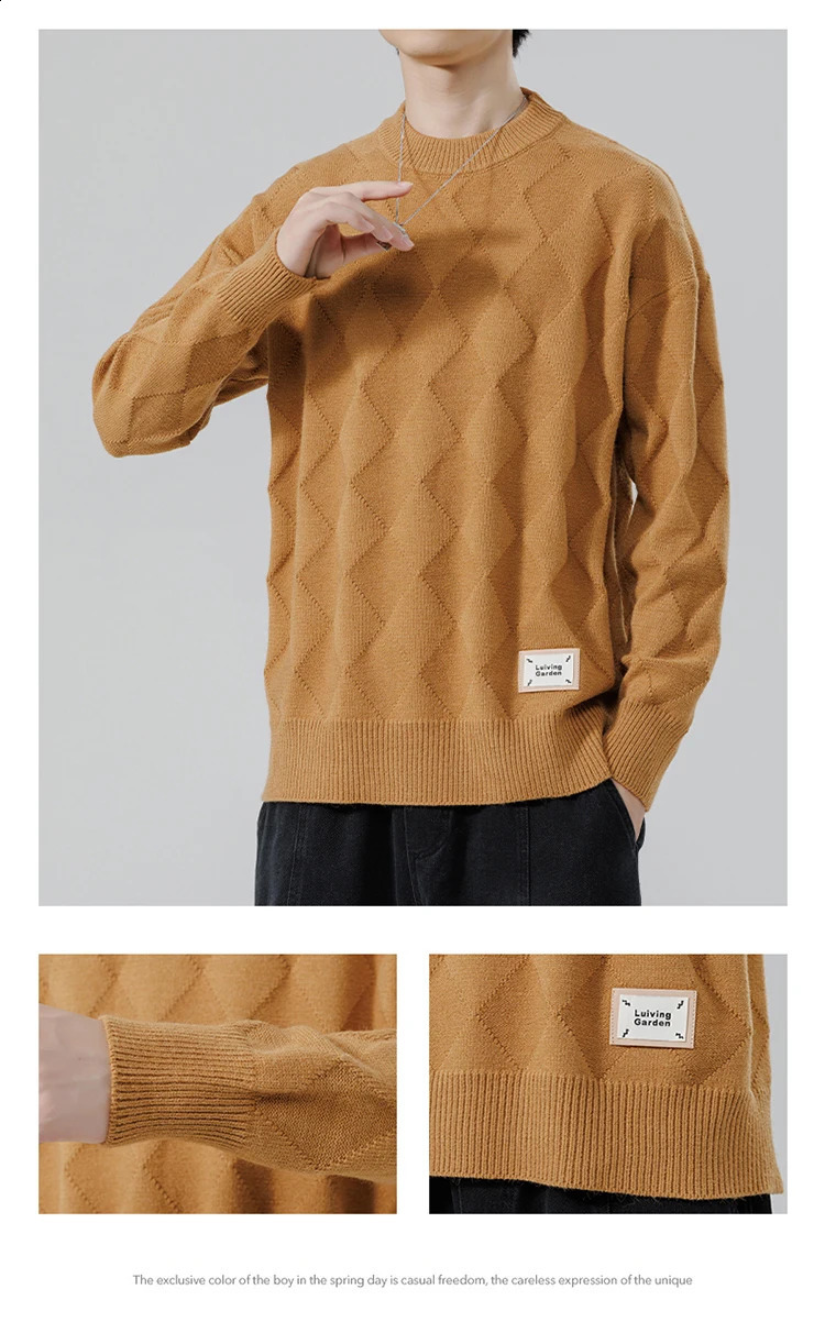 Mens Preparatory Style Autumn Winter Sweater Mens Trend Casual Loose Cotton Knitted High Quality Cotton Warm Sweater 4XL 240829
