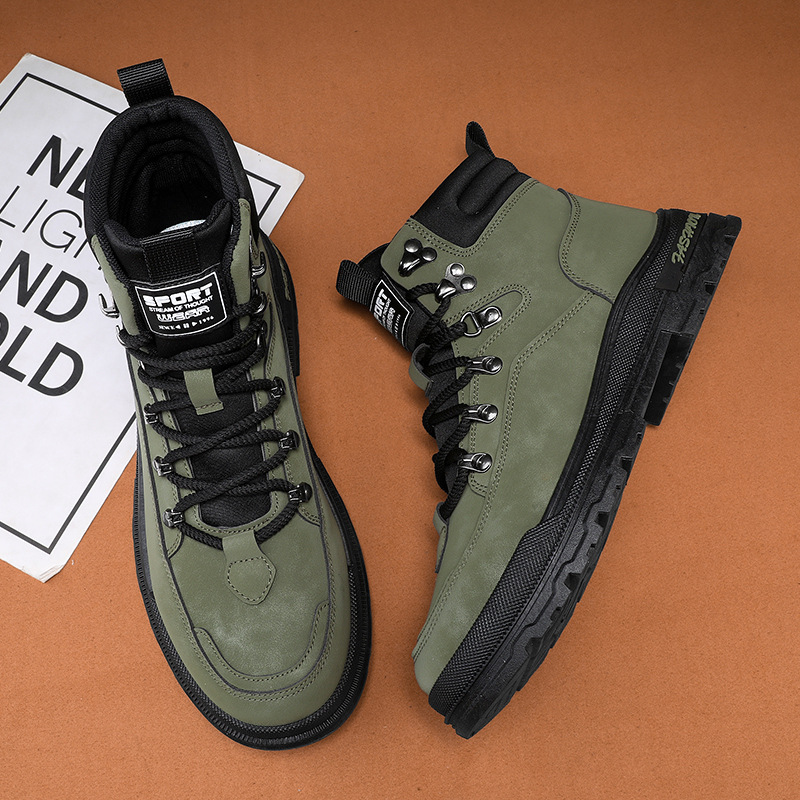 Men's autumn high top British style outdoor versatile sports hiking wear-resistant work boots