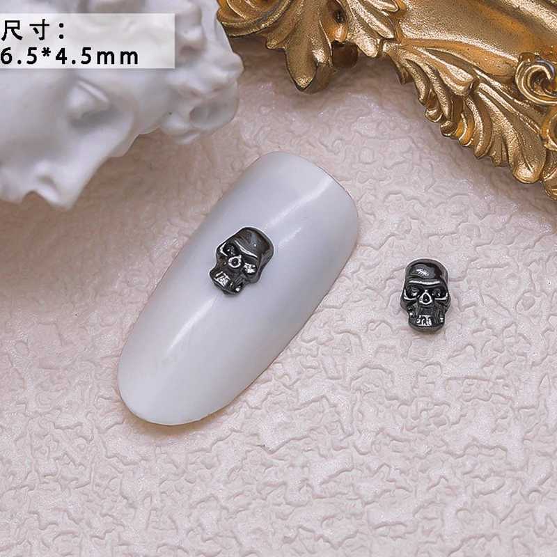 40 pieces of black alloy nails artistic charm skeleton bow skeleton palm evil accessories Halloween nail decorations handmade items W240829