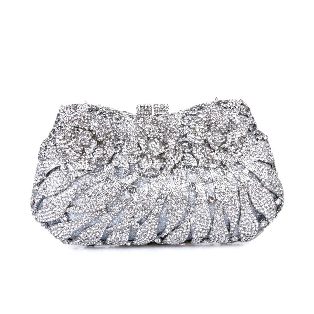 XIYUAN Flower est Rhinestone Gold Sliver Purple Evening Bags Female Wedding Party Gift With Diamonds Shining Clutch Bag 240830