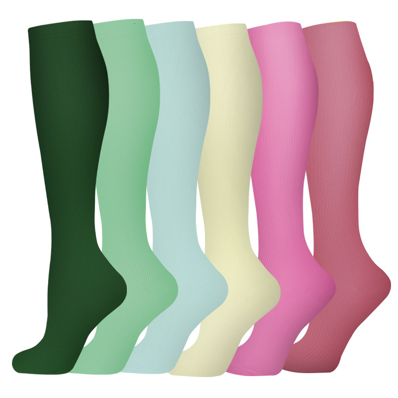6 pairs of combination sports pressure outdoor fitness running compression socks, elastic leg and calf socks