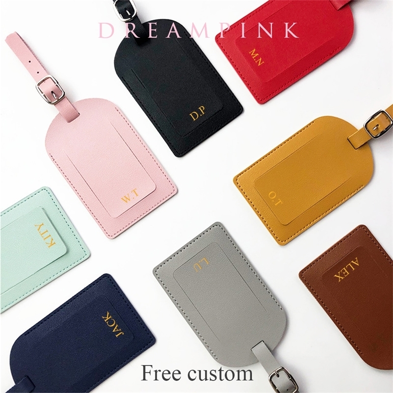 Personalize Initials Luggage Tag Custom Letters Men Women Suitcase Name PU Airplane Labels Engrave Travel Accessories y240829