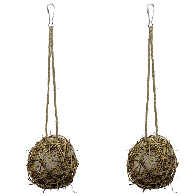 Bird Toys Hummingbird Nesting Parrot Chew Toy Rattan Balls Wire Drawing Cotton Inner Core Hanging Bird Cage Accessories