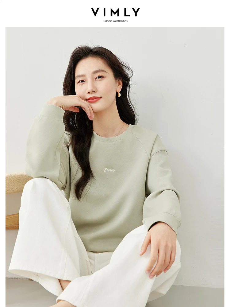 Vimly Womens Sportswear Spring Oneck Letter Embroidered Long Sleeve Top Casual Zipper Clothing M6556 240827