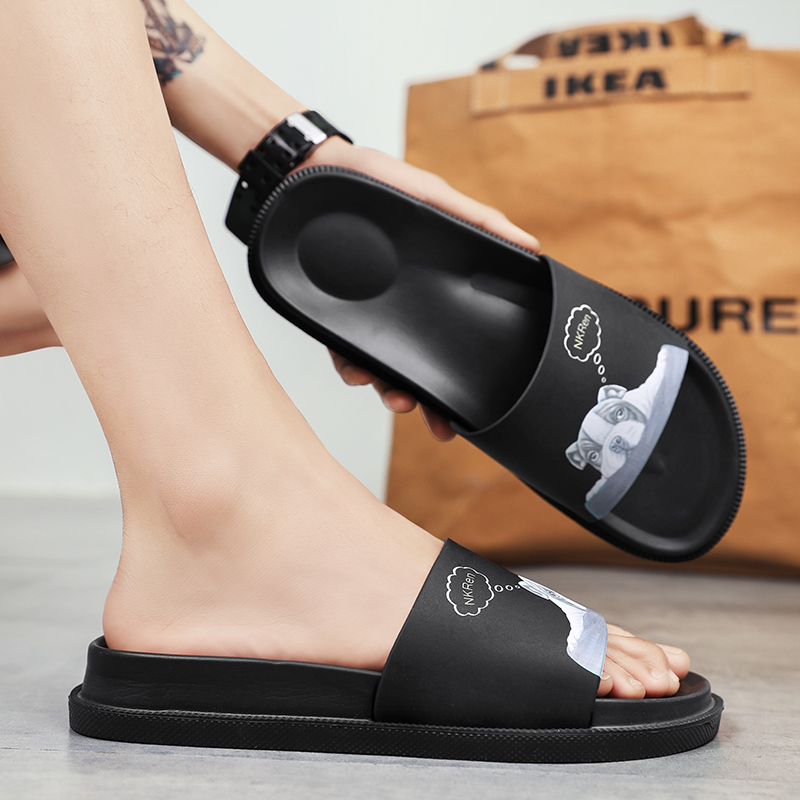 Summer Men Slippers Outdoor Indoor Designer Black Slippers Luxury Men Thick Fashion Beach Platform Home Shoes Non-slip Sandals